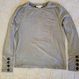 Urban romantics, adorable black and white stripe with buttons on sleeves.